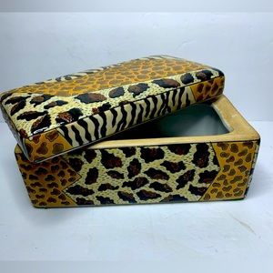 Decorative Vintage Animal print ceramic jewelry box home accents